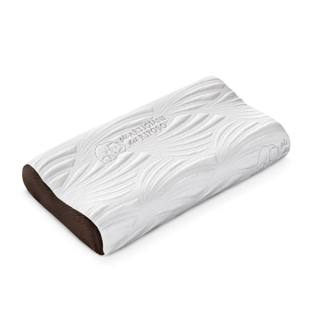 Cuscino Dual Craftsman Wave con rivestimento bianco e bordi marroni, ideale per chi cerca un supporto ergonomico e traspirante.